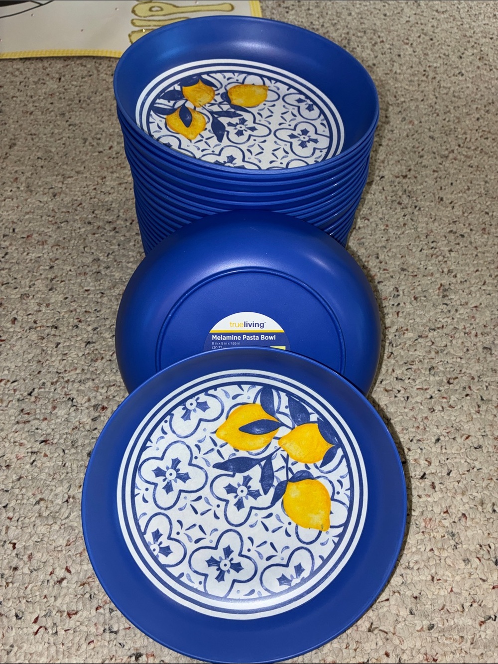 True Living Blue Lemon Melamine Pasta Bowl - Set of 39